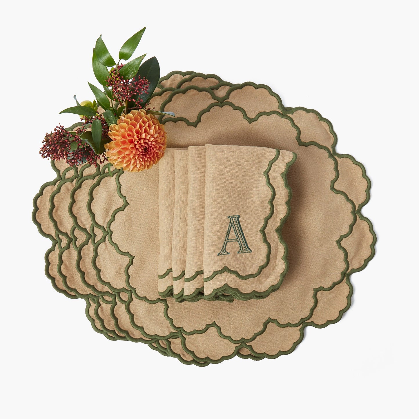 Sand & Green Lily Placemats (Set of 4)