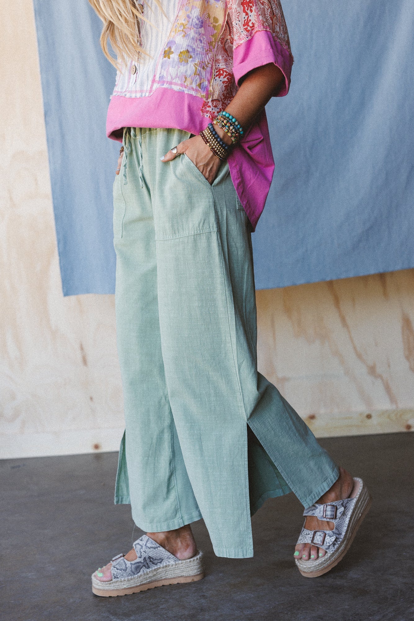 Dream Awake Wide Leg Pants - Sage - Pre Order