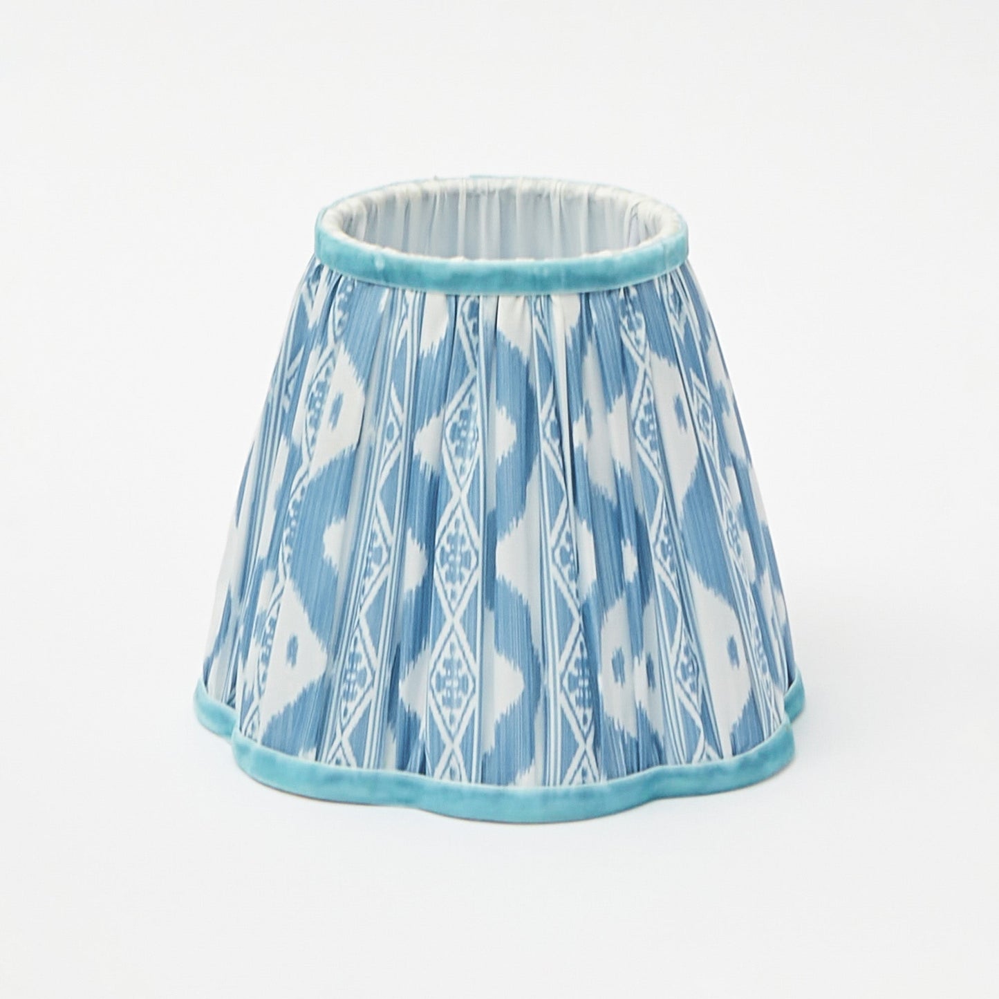 Rattan Bardot Rechargeable Lamp with Blue Ikat Shade (18cm)