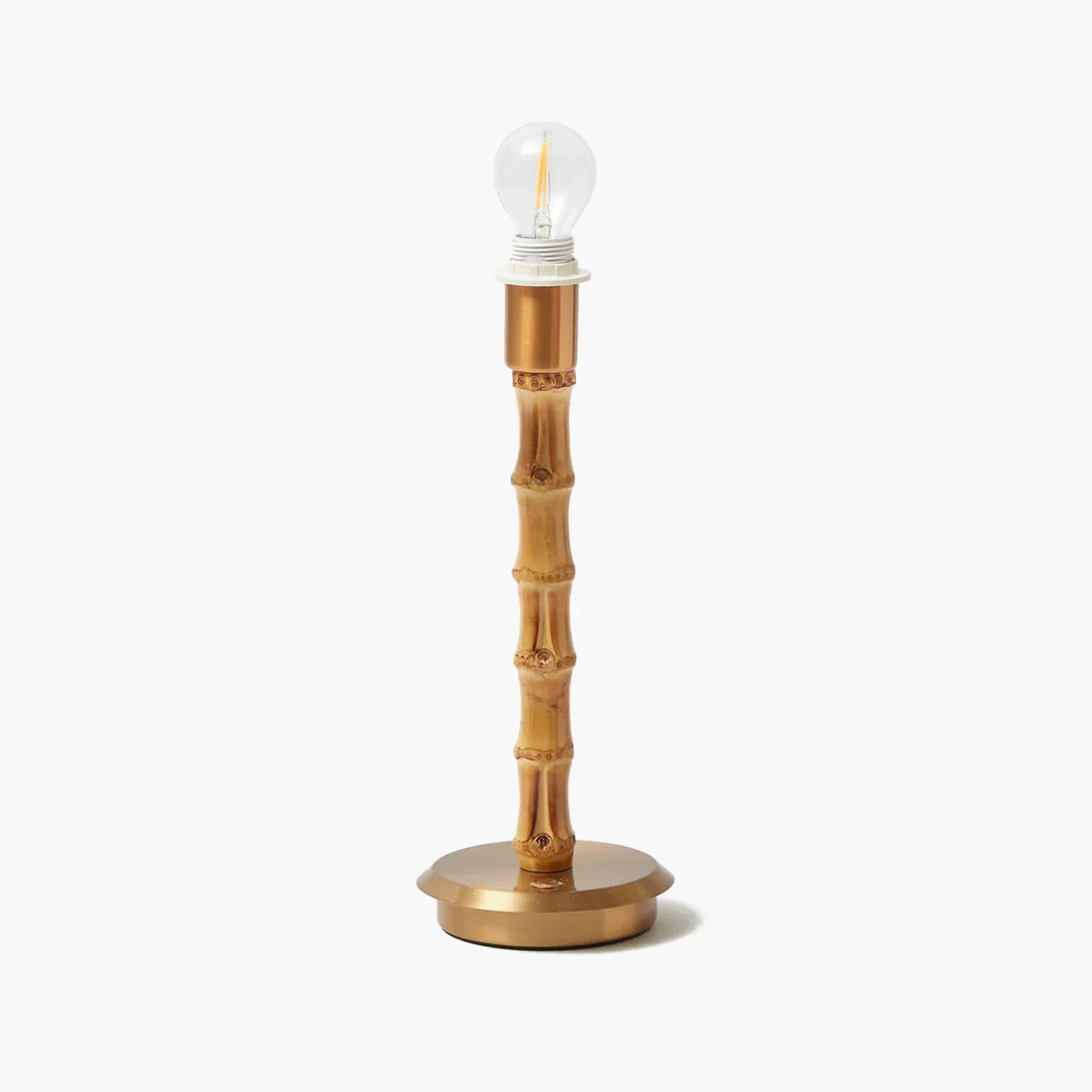 Bamboo Rechargeable Lamp with Chocolate Lotus Deep Scalloped Shade (18cm)