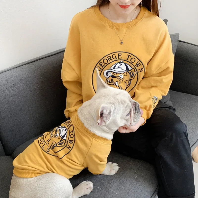Dog Costume Pet Clothes Crew Neck Korean Version Spring and Autumn Parent-child Wear Pure Cotton Four Colors Seven Sizes