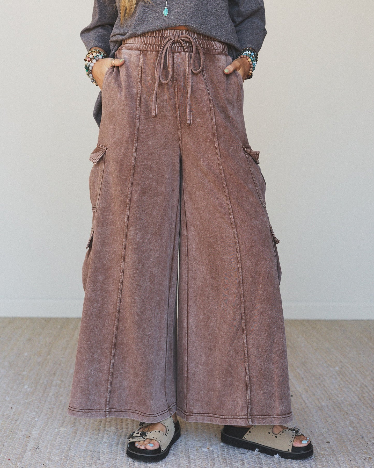 Cool Theory Wide Leg Pants - Brown - Pre Order