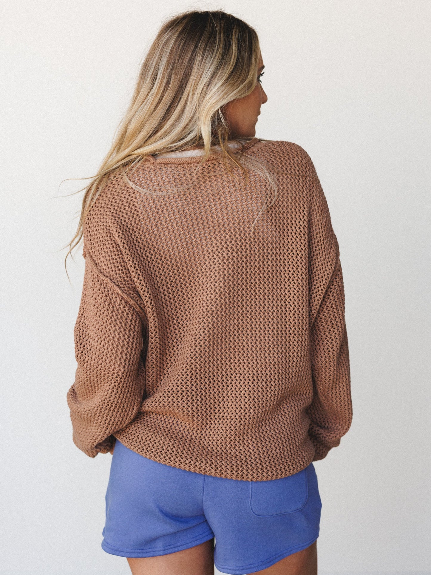 Americana Open Knit Sweater - Deep Camel
