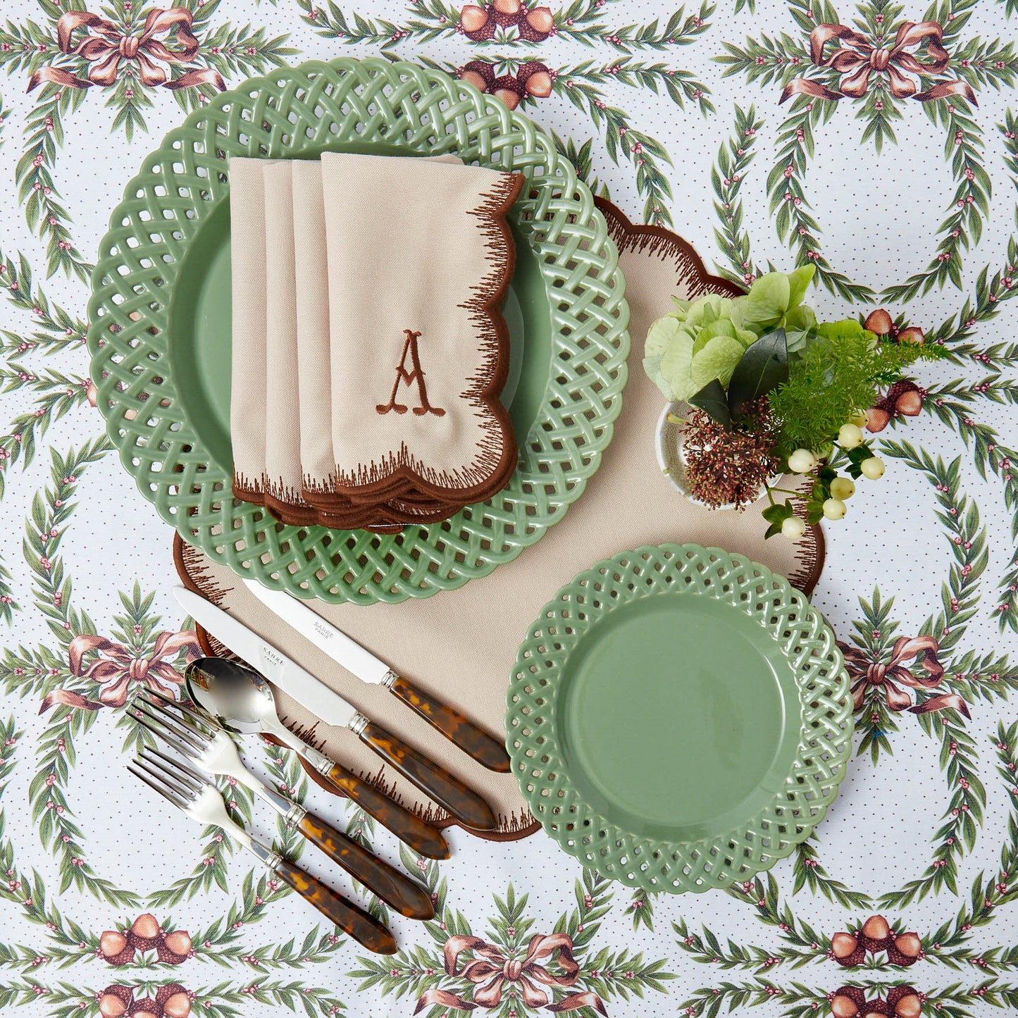 Taupe & Chocolate Isabella Napkins (Set of 4)