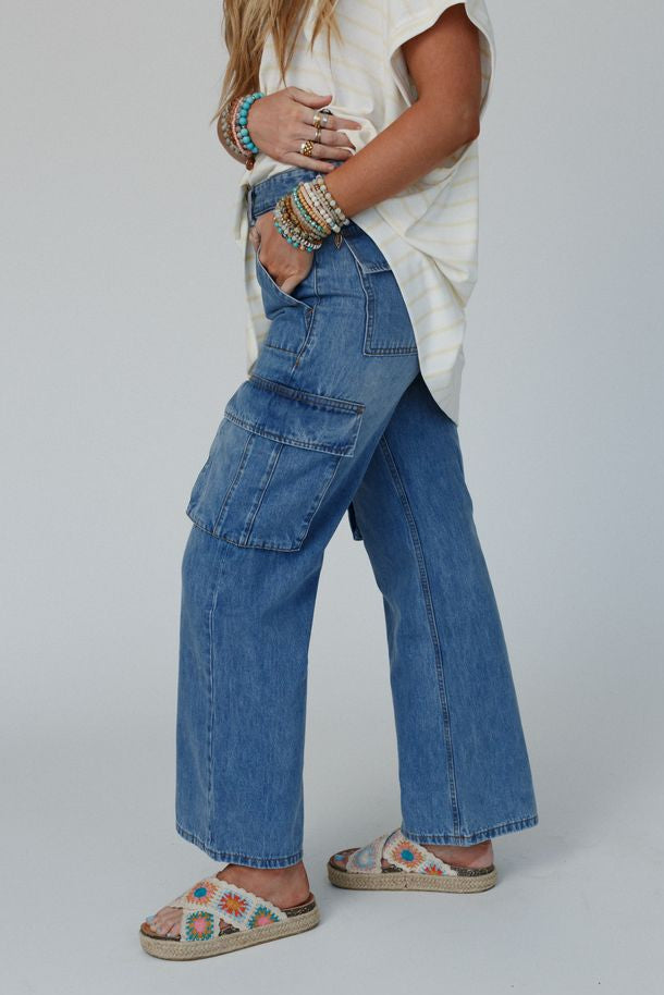 Britain Cargo Jeans - Medium Denim - Pre Order