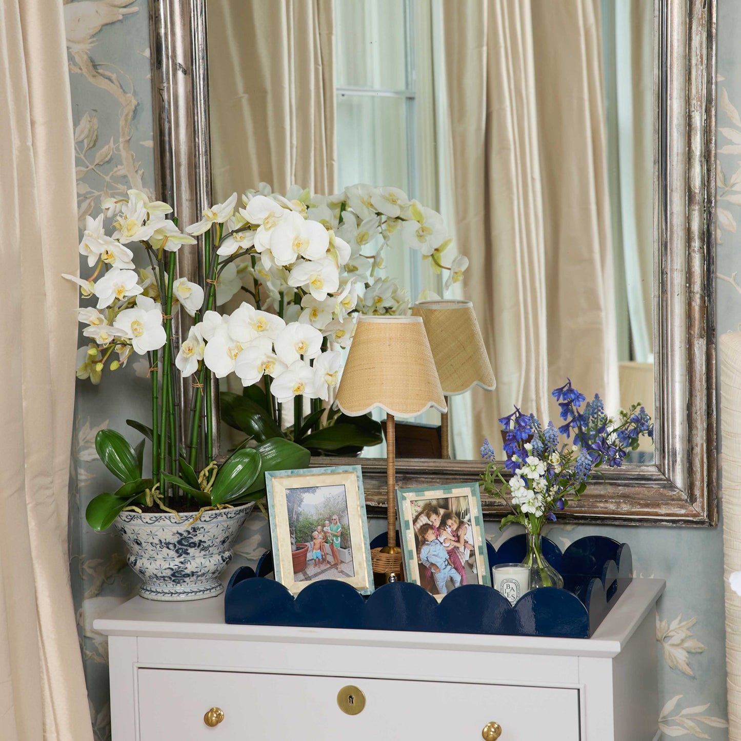 Navy Blue Lacquer Scalloped Tray