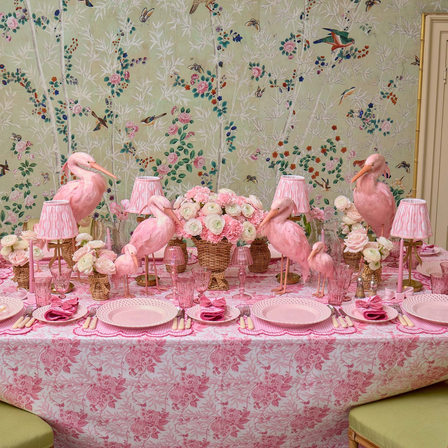 Tall Marilyn Bow Rechargeable Lamp with Pink Ikat Shade (18cm)
