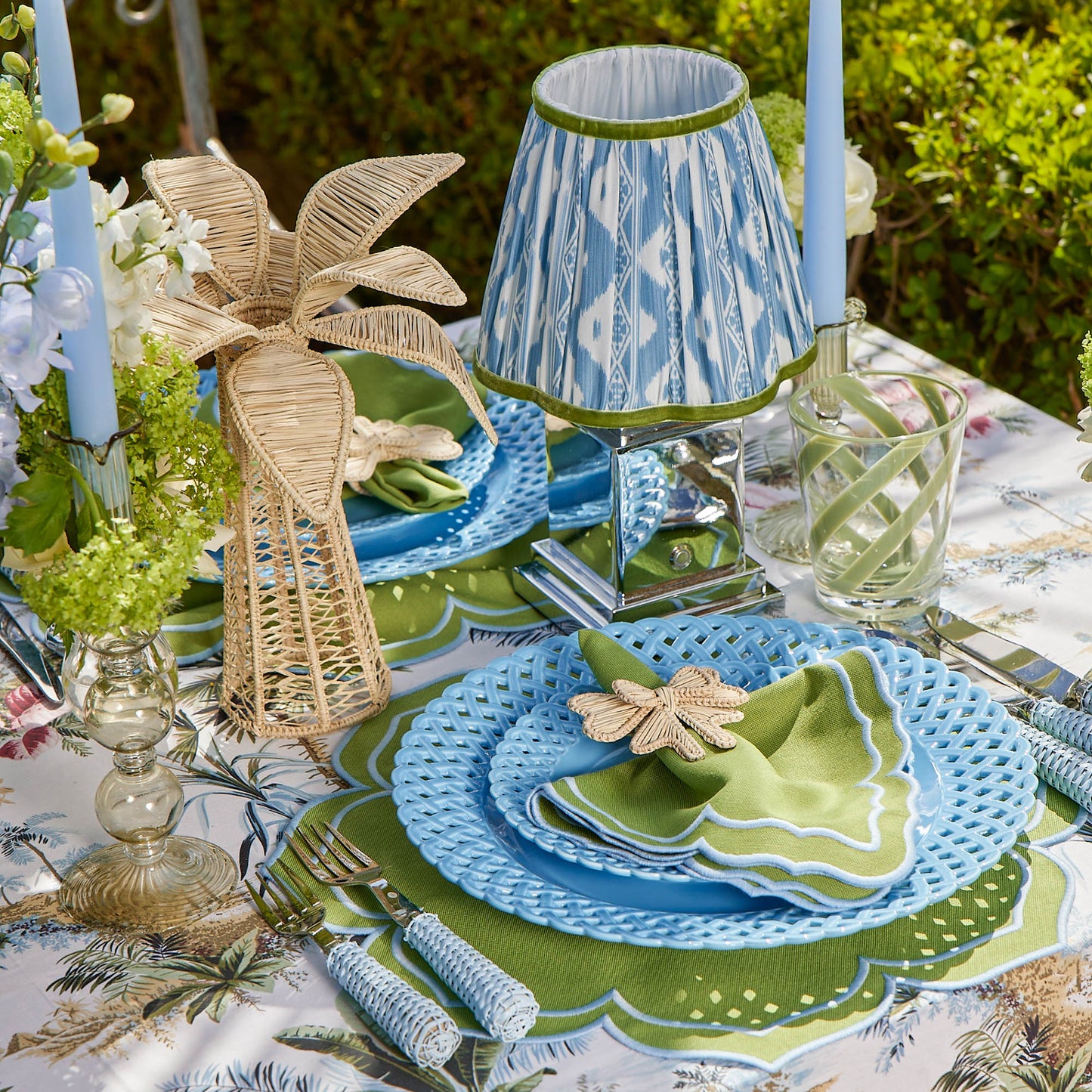 Blue & Green Ikat Lampshade (18cm)