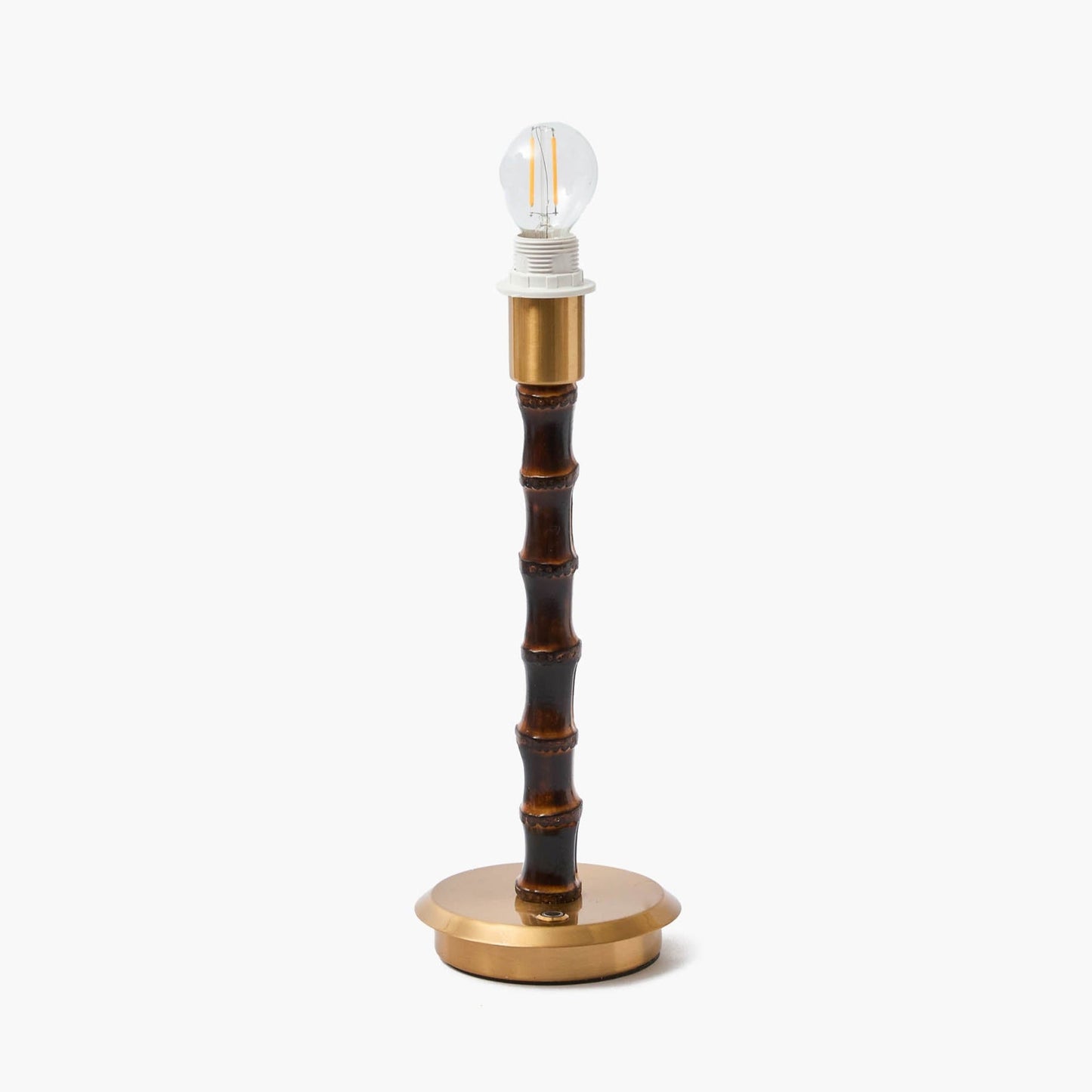Burnt Bamboo Rechargeable Lamp with Chocolate Lotus Ruffle Shade (18cm)