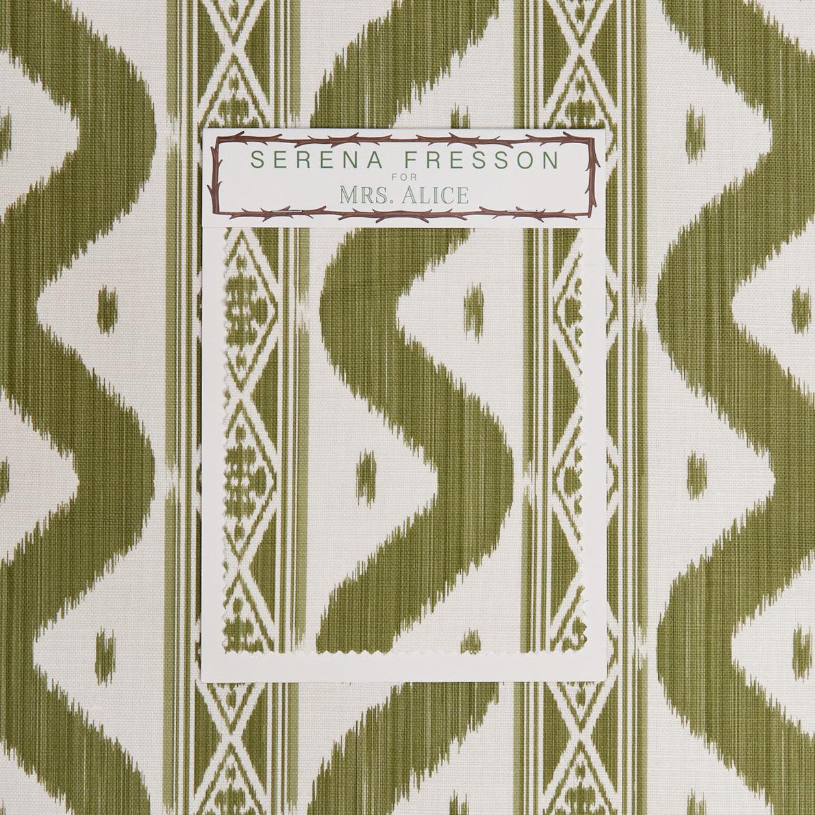 Olive Green Ikat Stripe Fabric
