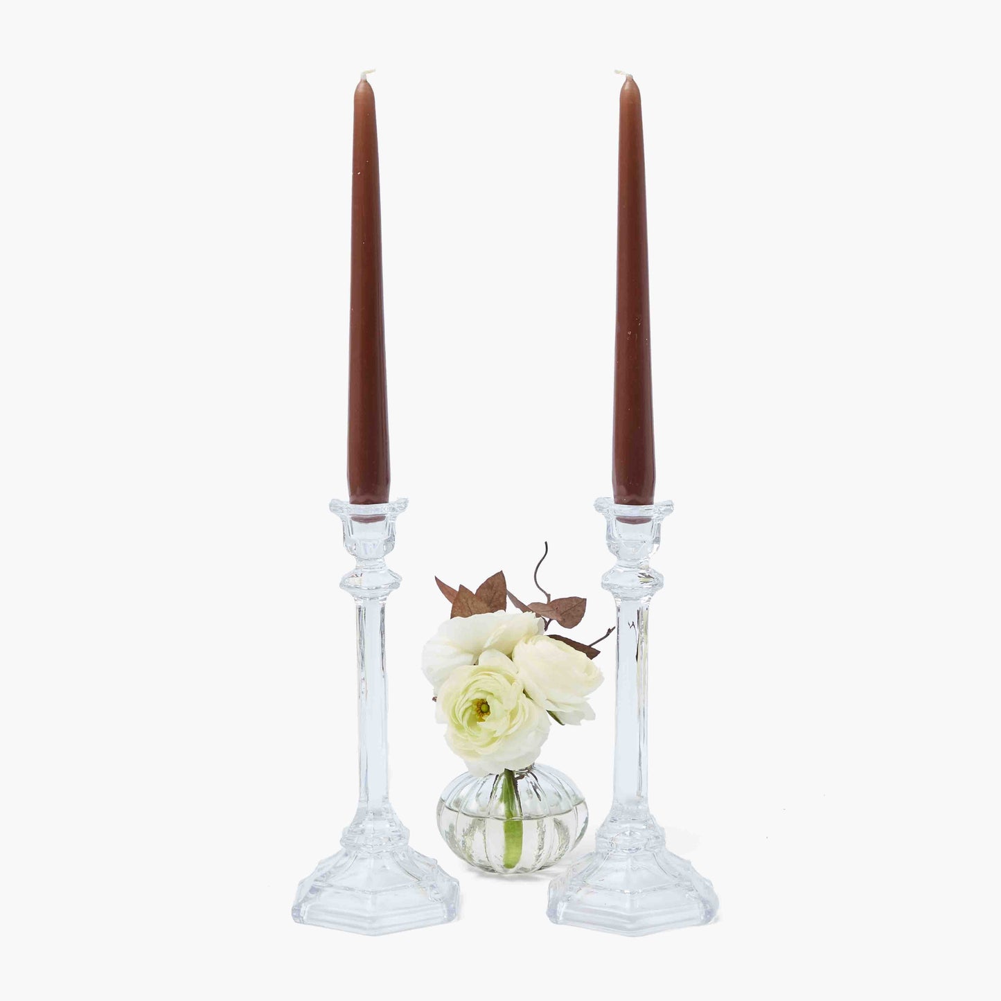 Small Glass Column Candle Holders (Pair)