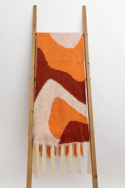 Groovy Swirl Tassel Scarf - Rust