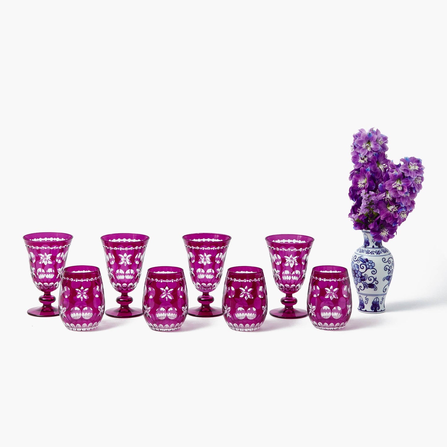 Aubergine Anita Engraved Glassware (Set of 8)
