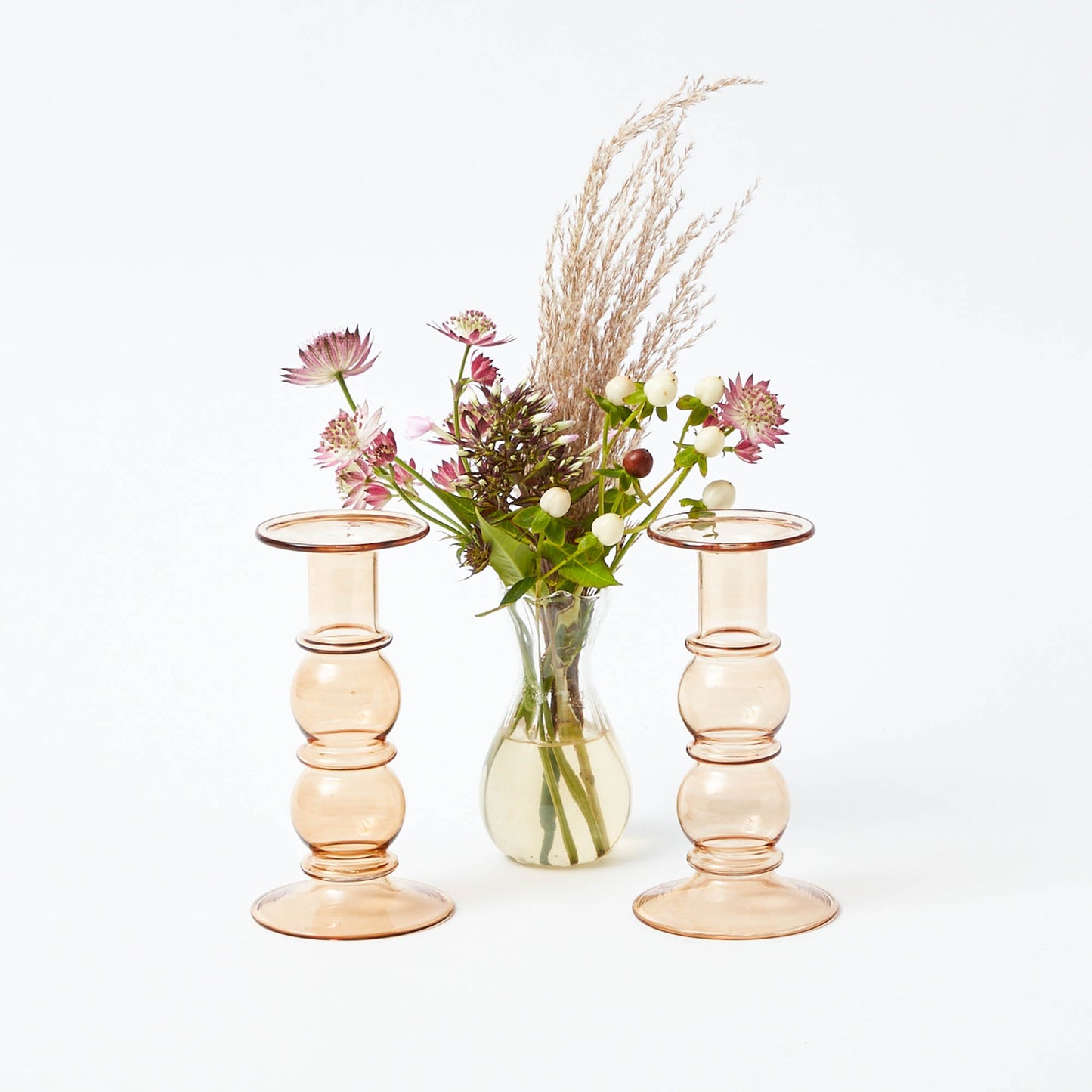 Elise Medium Amber Candle Holder (Pair)