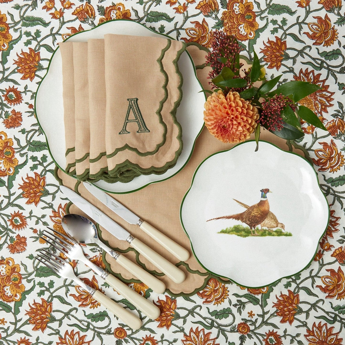 Sand & Green Lily Placemats (Set of 4)