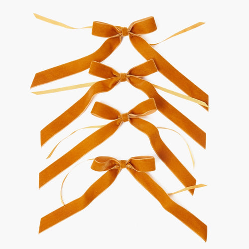 Mustard Velvet Bows (Set of 4) - 20cm