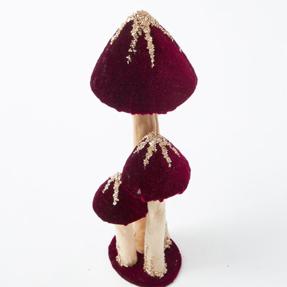 Aubergine Glitter Velvet Mushroom Family (Set of 6)