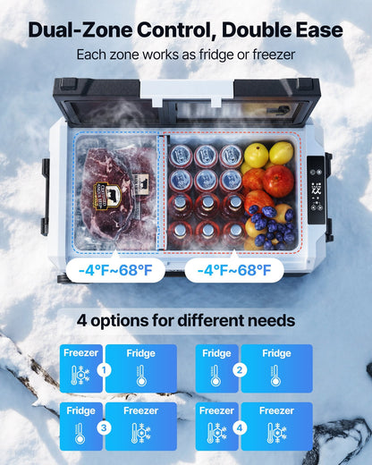 12V Portable Car Fridge Freezer 48QT | Dual Zone, Wheels & App Control