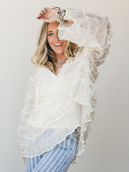 Afternoon Tea Ruffle Blouse - Ivory