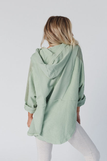 All My Love Contrast Hoodie Top - Sage