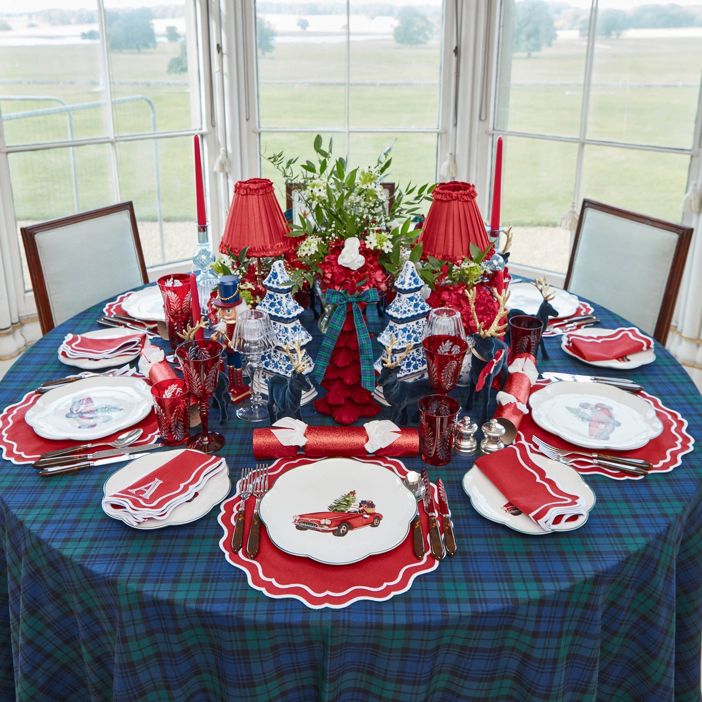 Berry Red Katherine Placemats & Napkins (Set of 4)