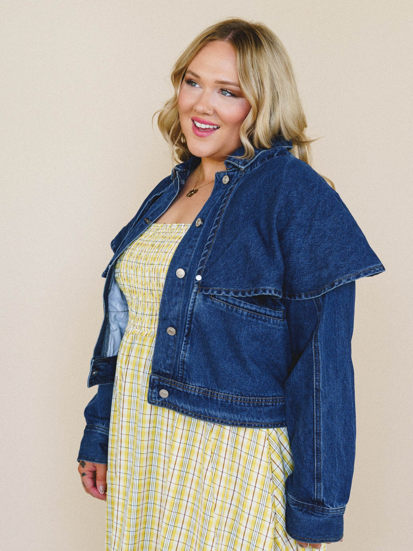 Heroine Harmony Removeable Cape Denim Jacket - Denim