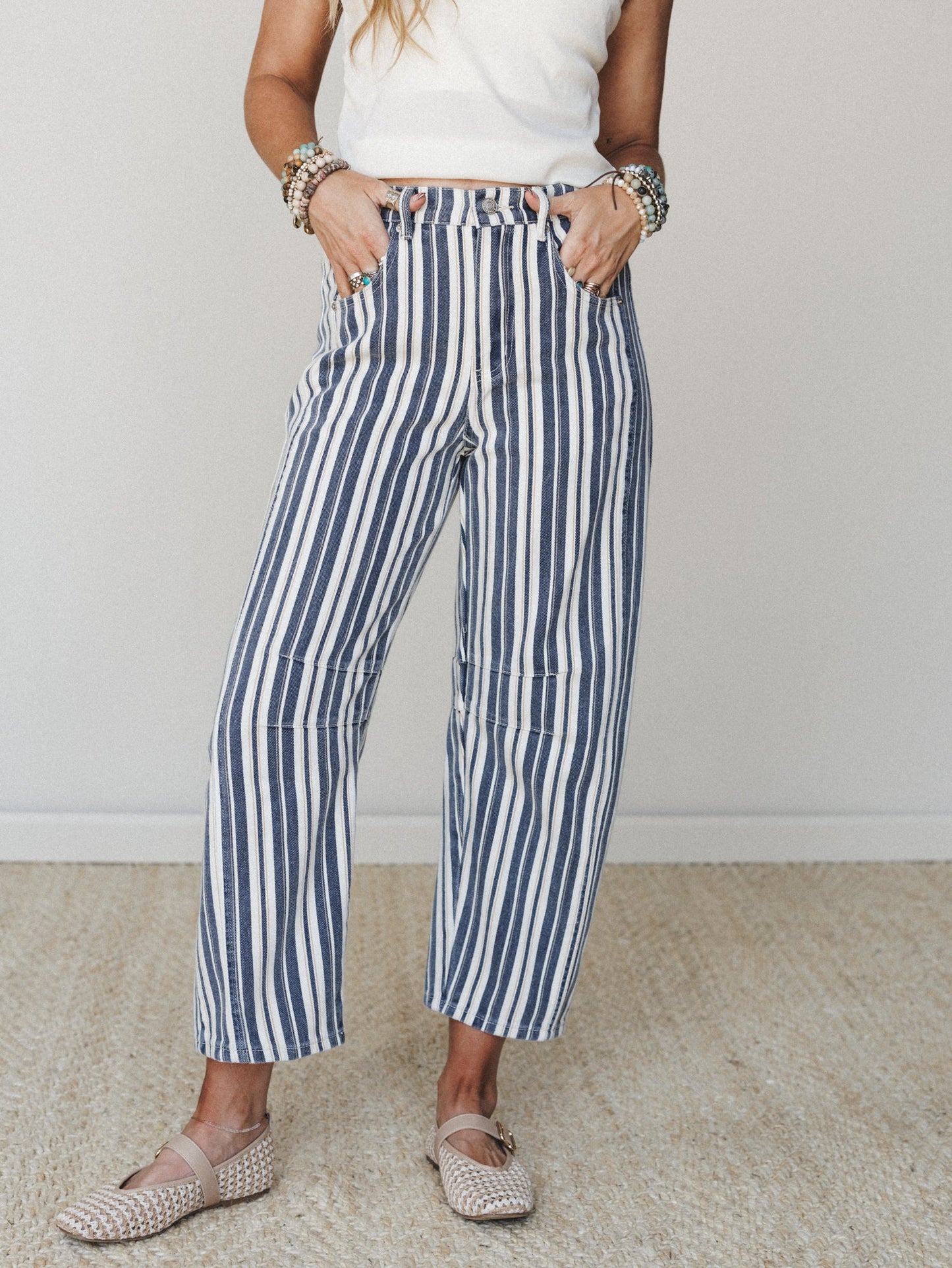 Boardwalk Stripe Pants - Navy Stripe