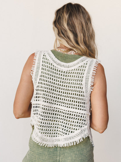 Doris Crochet Vest - Ivory