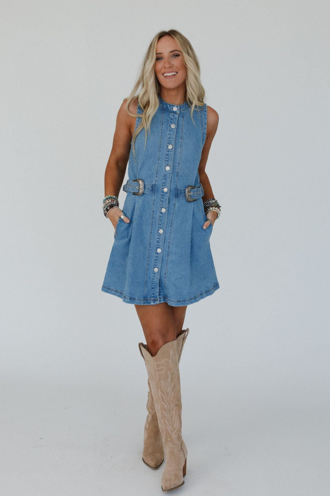 Alexandra Denim Dress - Light Wash - Pre Order
