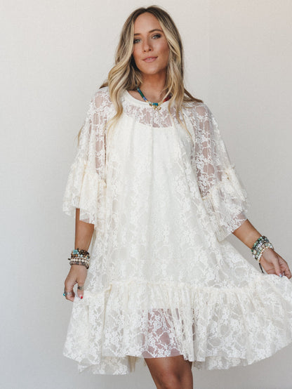 Days in Love Lace Layering Dress  - Cream