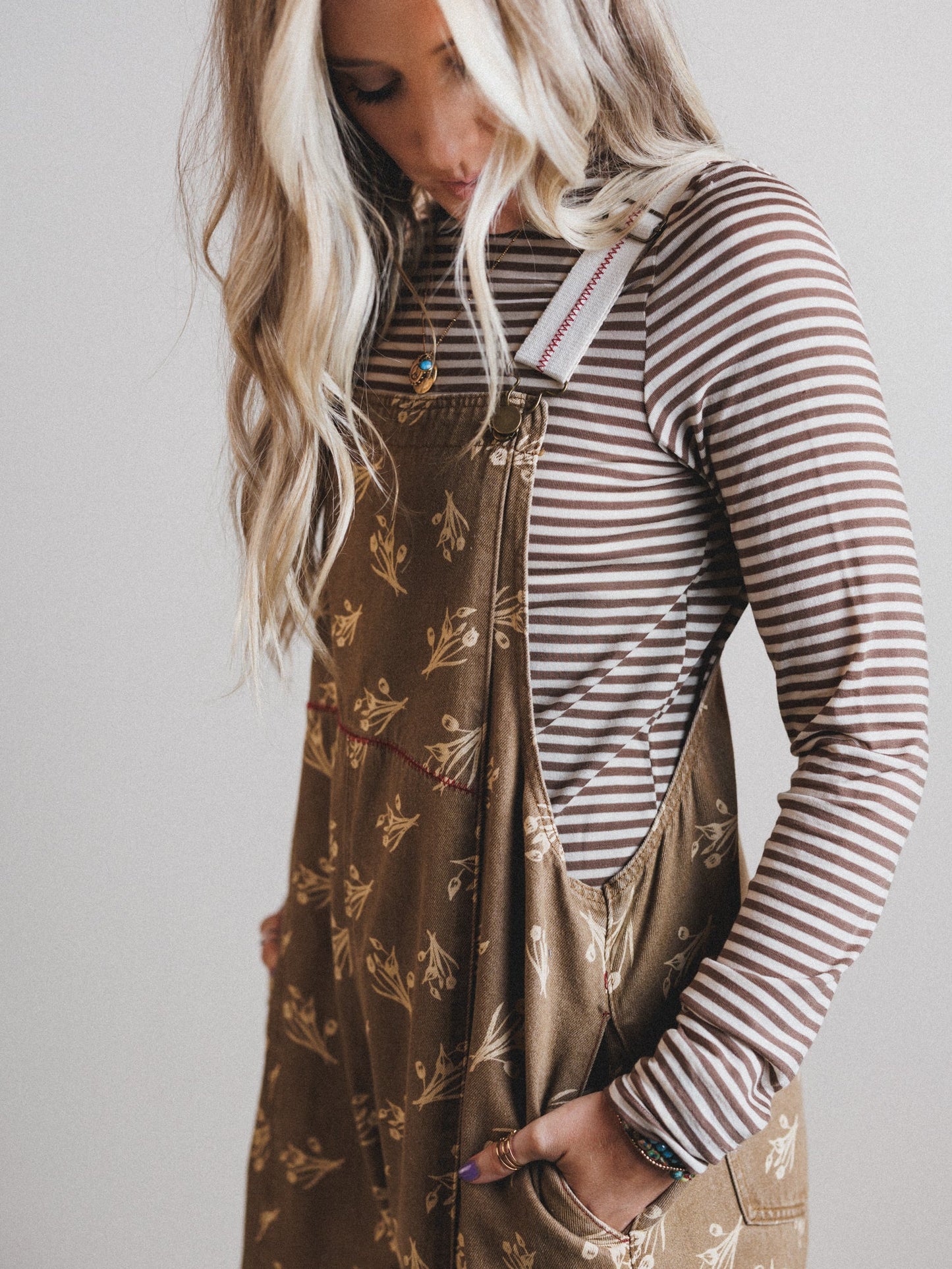 Floral Frenzy Jumpsuit - Olive Grey