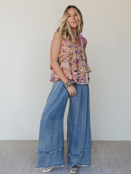 Far Out Wide Leg Jeans - Washed Denim
