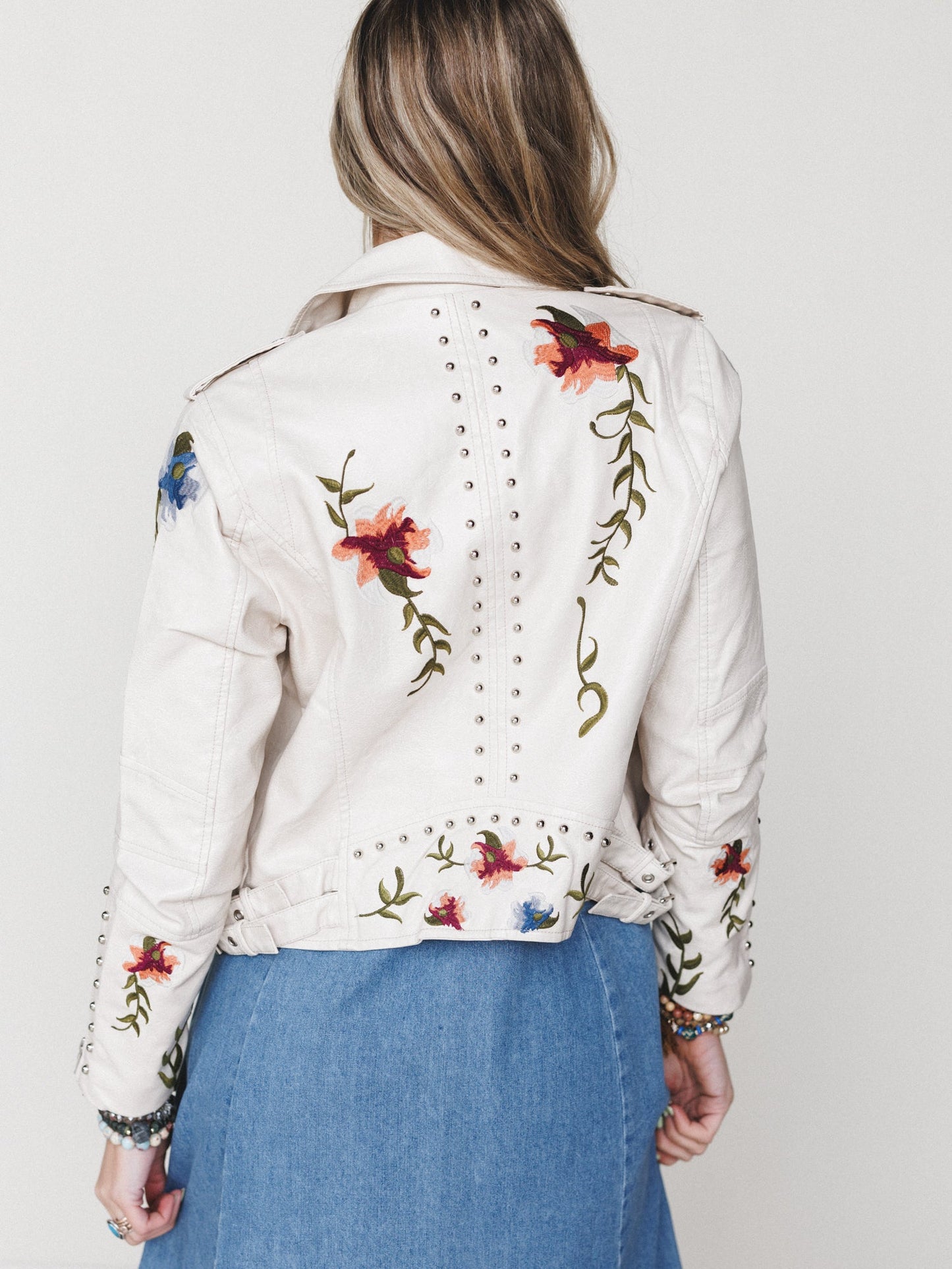 Brooklyn Embroidered Studded Jacket - Beige