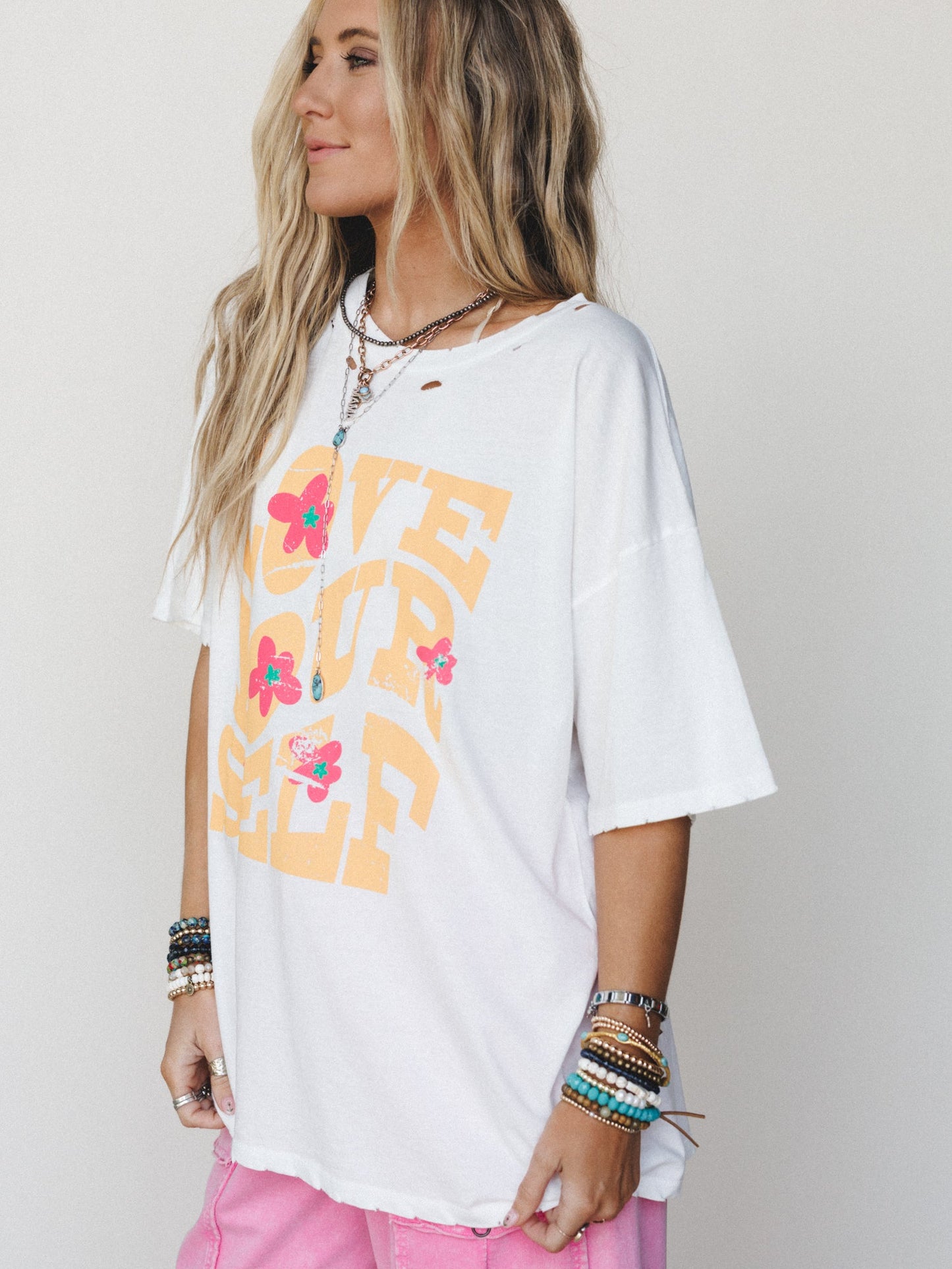 Big Love Distressed Graphic Tee - Ivory