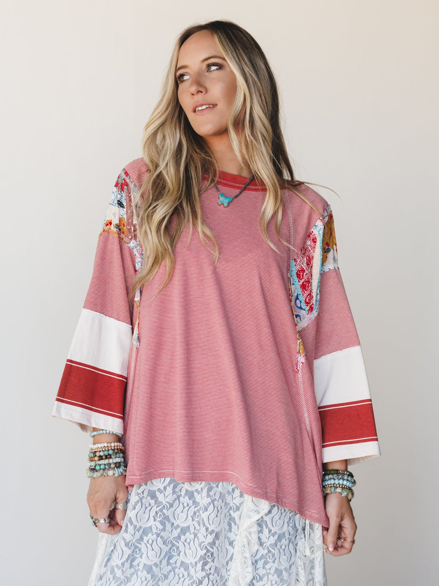 Britt Patchwork Top - Red