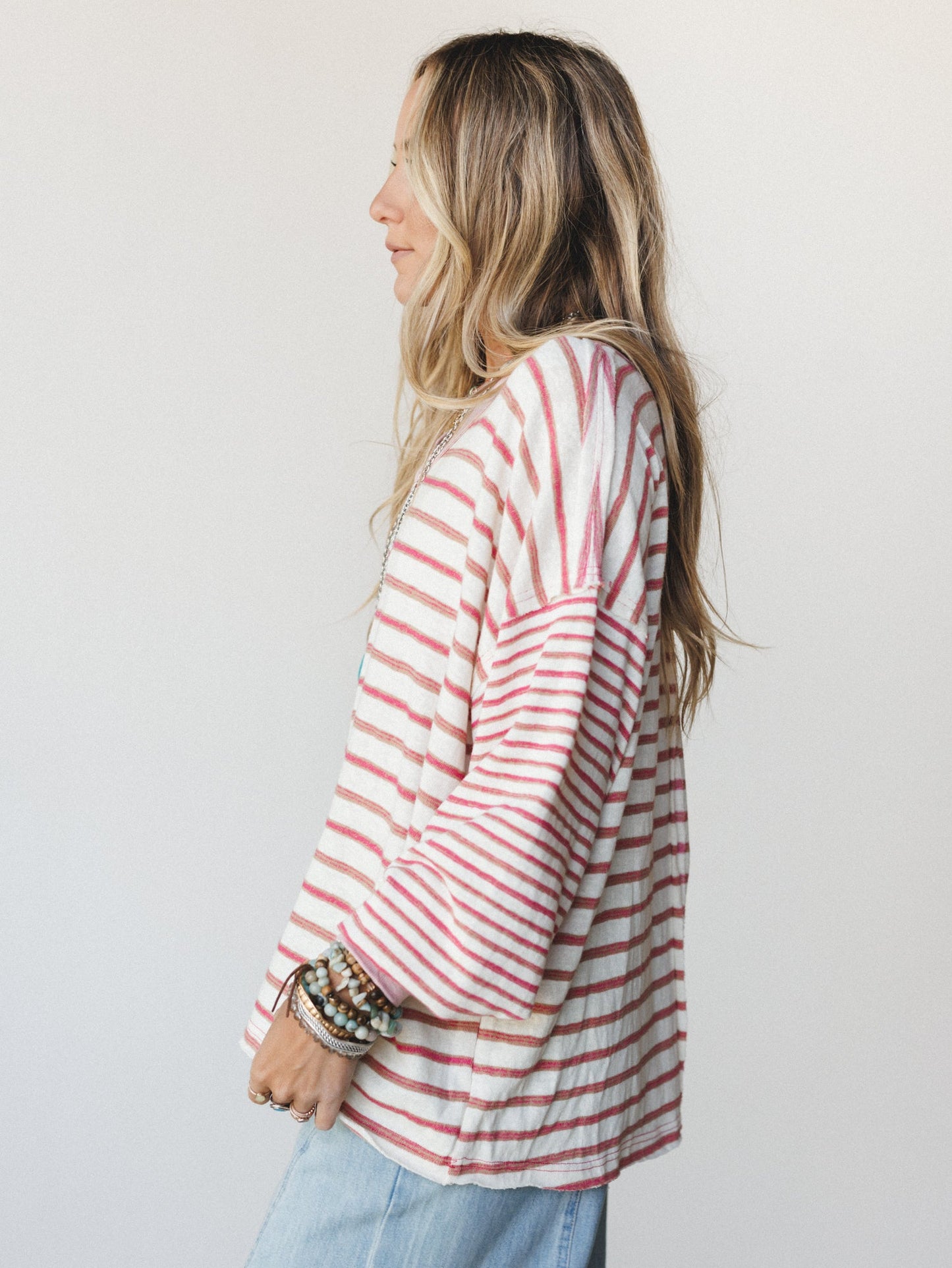 Here for the Moon Long Sleeve Tee
 - Pink