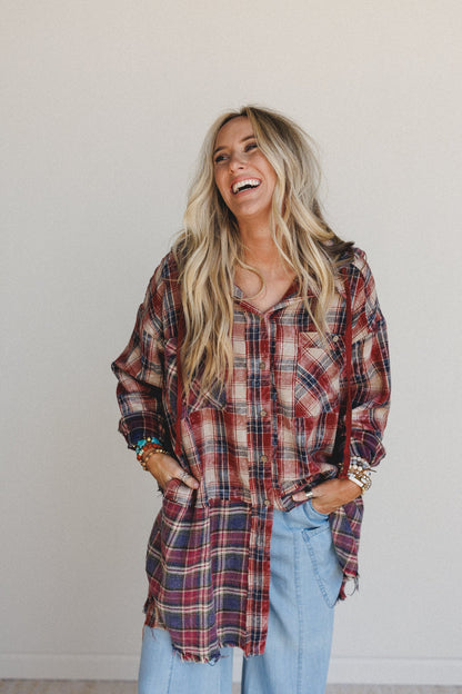 Driftwood Plaid Top - Red - Pre Order