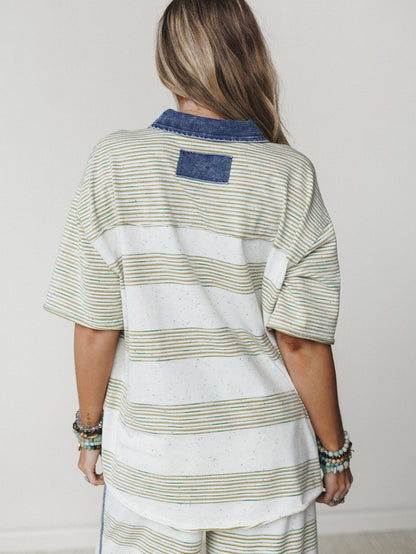 Clementine Collared Tee - Olive
