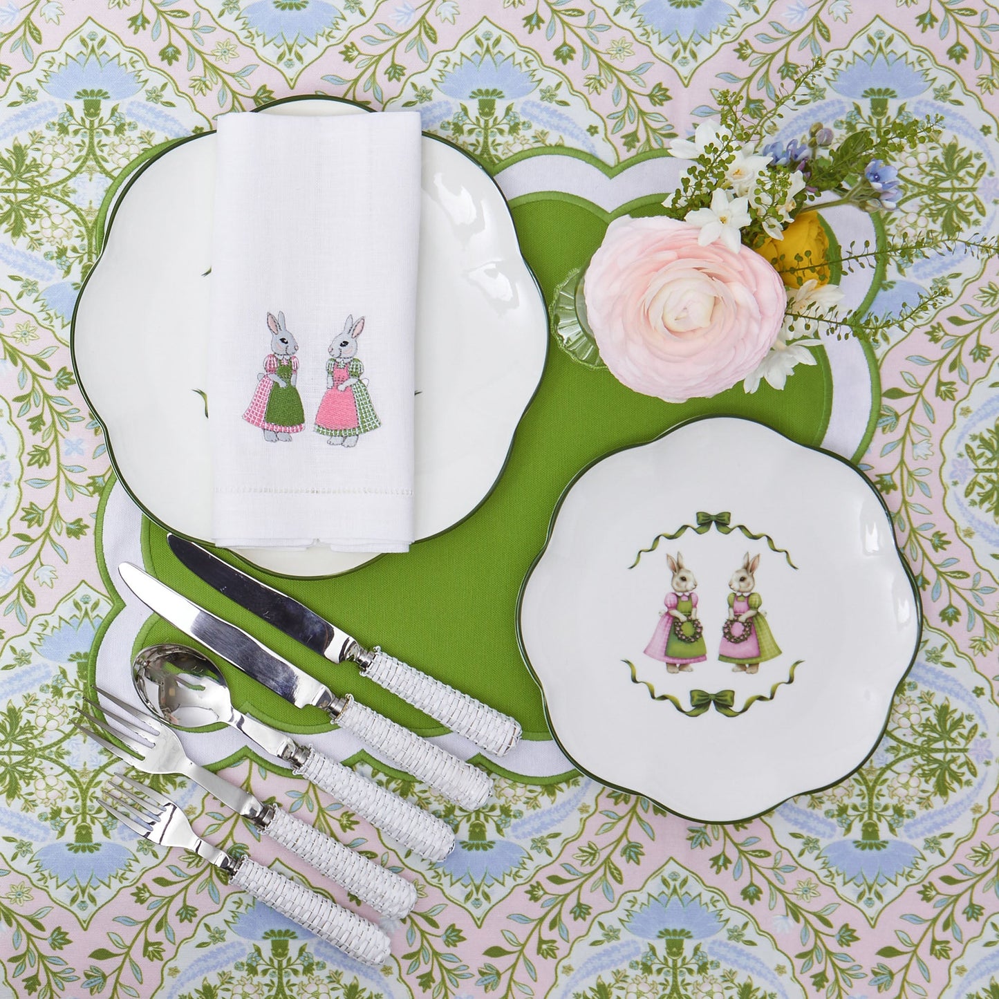 Green Serena Appliqué Placemats (Set of 4)