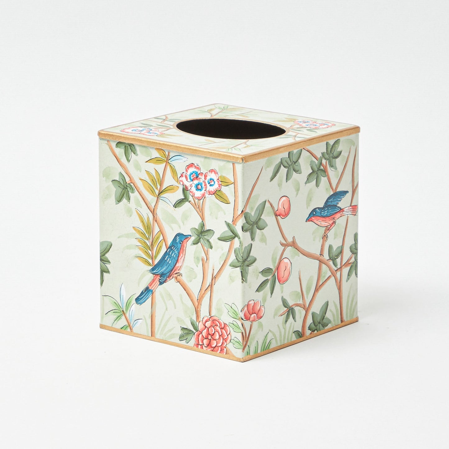 Green Chinoiserie Tole Tissue Box