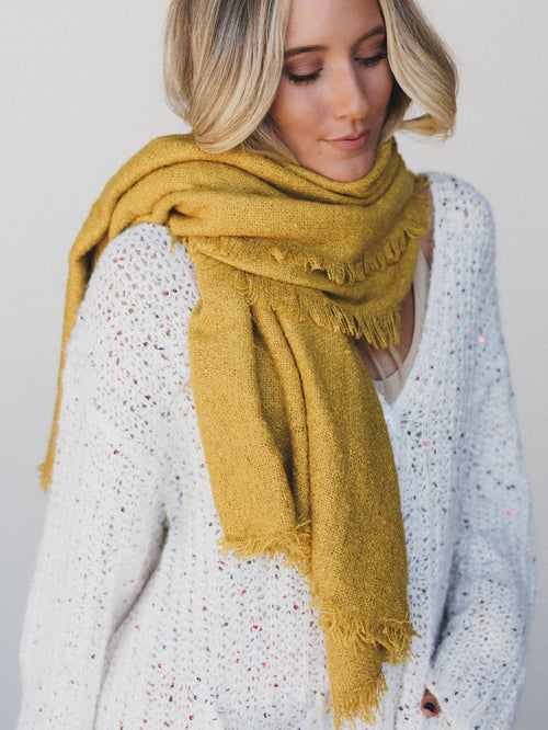 Cabin Calling Blanket Scarf - Mustard - Pre Order