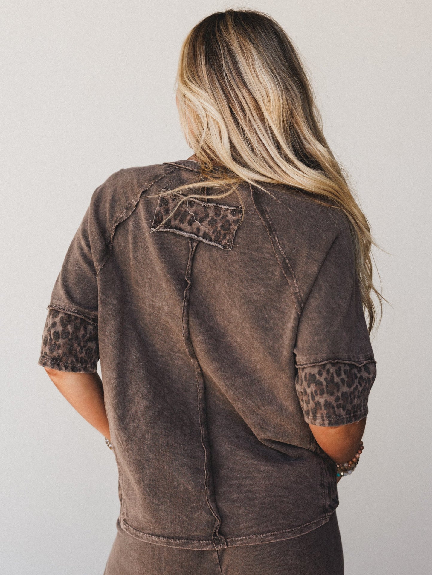 Cosmic Drift Patchwork Top - Brown