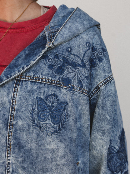 Butterfly Lady Embroidered Jacket - Denim