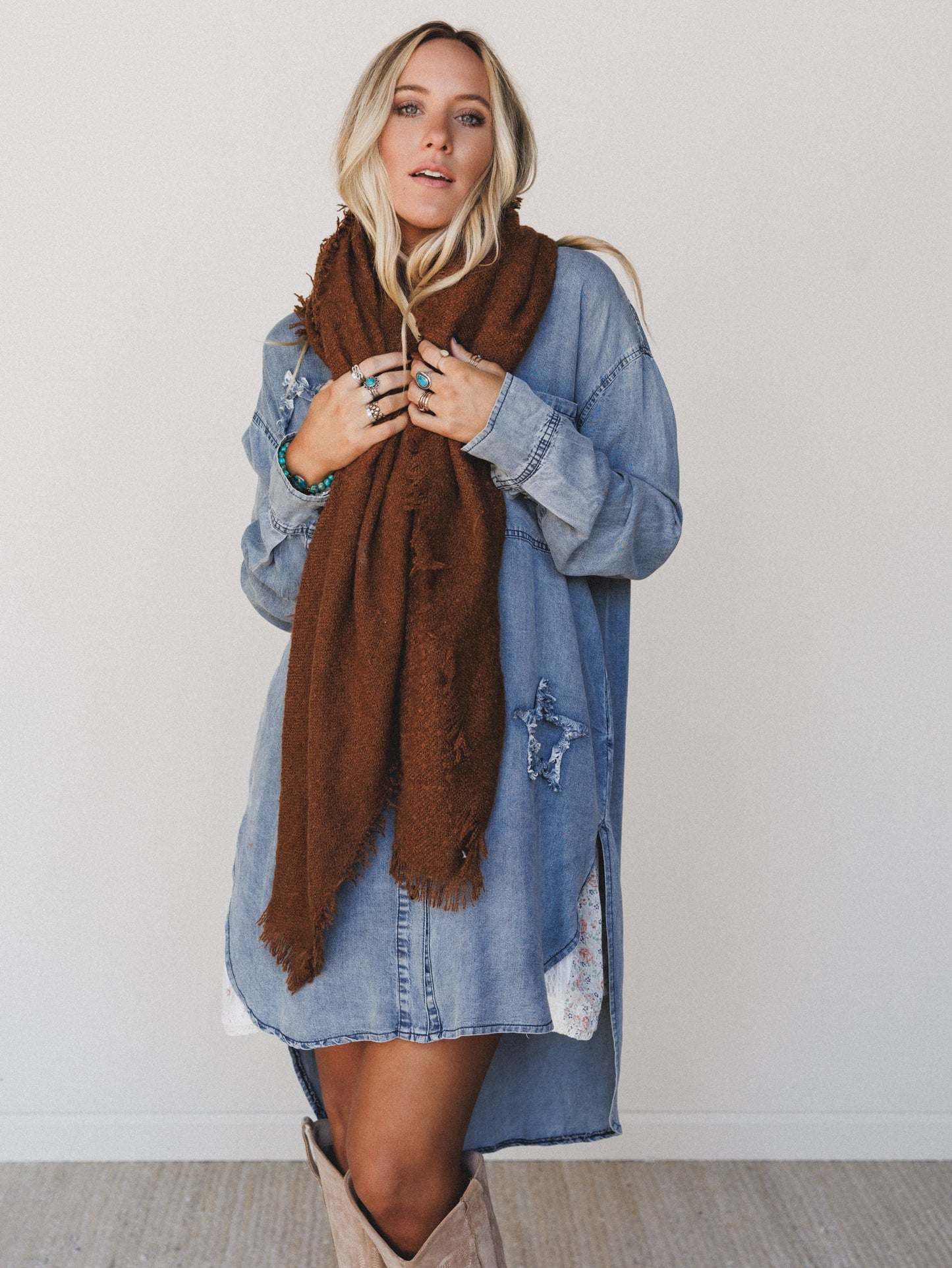 Cabin Calling Blanket Scarf - Camel