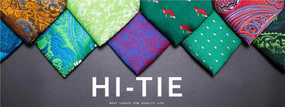 Hi-Tie Paisley Brown Tie For Men Elegant Mens Necktie Pocket Square Cufflink Groom Wedding Accessory Wholesale New Designer