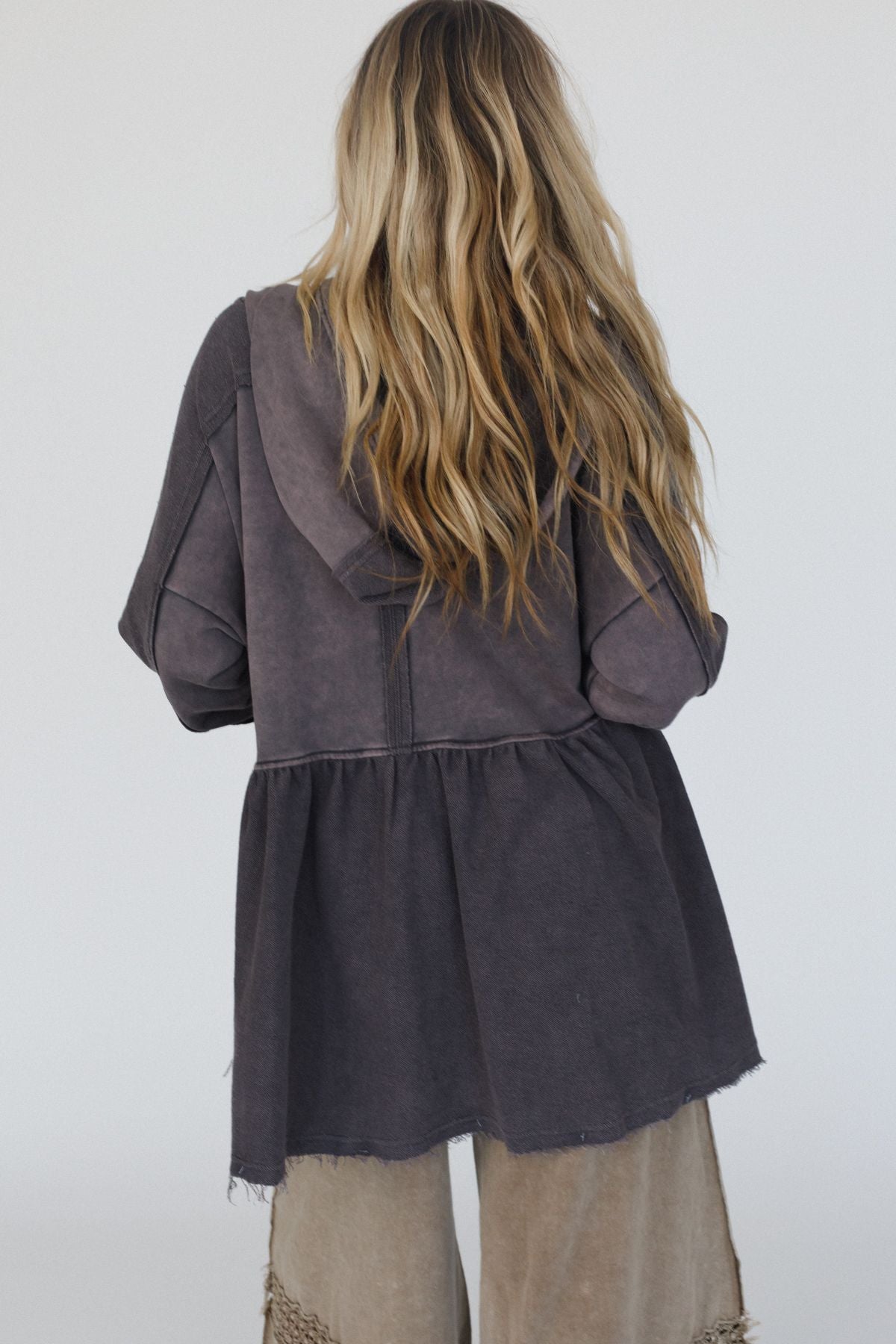 Annie Zip Up Hoodie Shacket - Gray - Pre Order