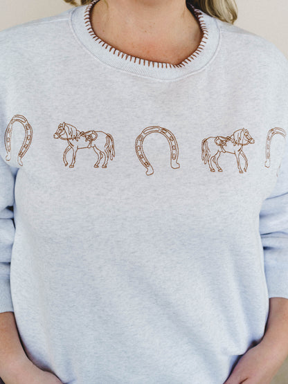 Hold My Horses Sweatshirt - Heather Gray