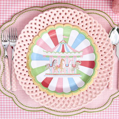 Pink Basketweave Dinner Plate