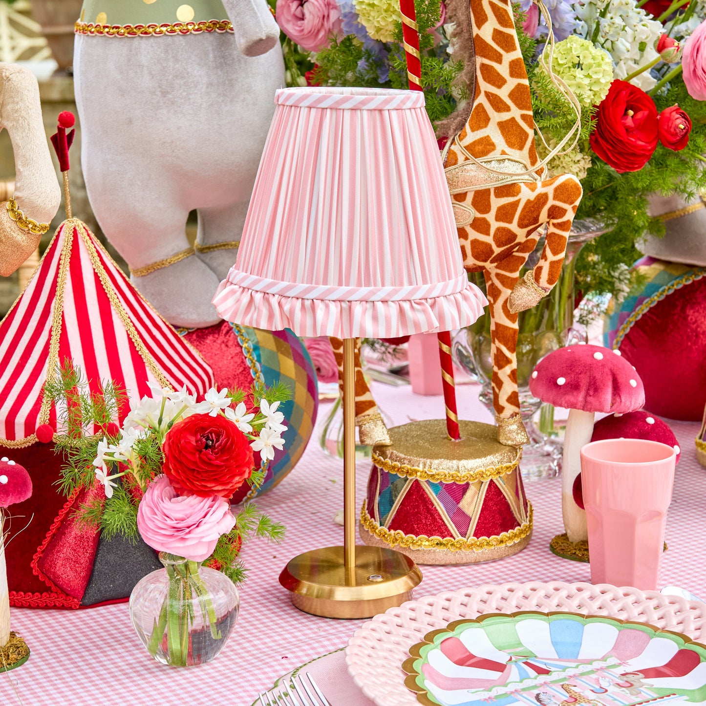 Pink Striped Ruffle Lampshade (18cm)