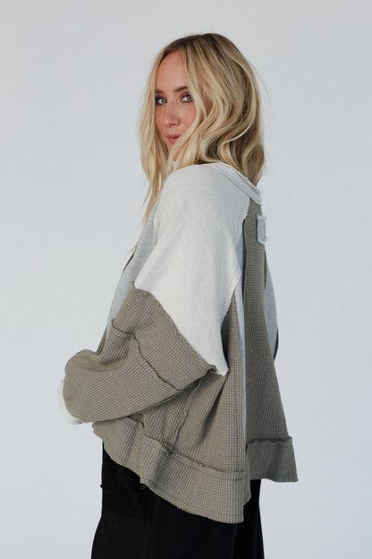 Ashley Color Block Top - Gray - Pre Order